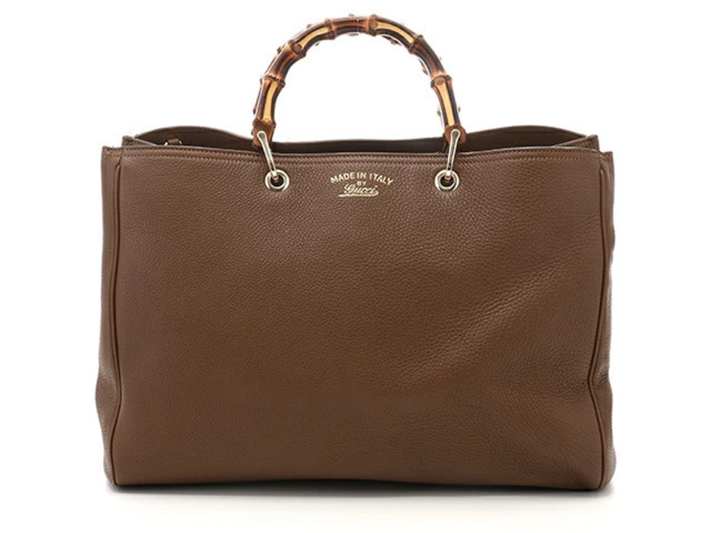 Gucci Bamboo Shopper Tote Bag Leather Brown